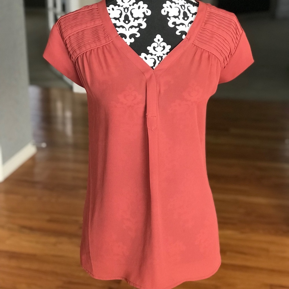 Pleated Cap Sleeve Blouse